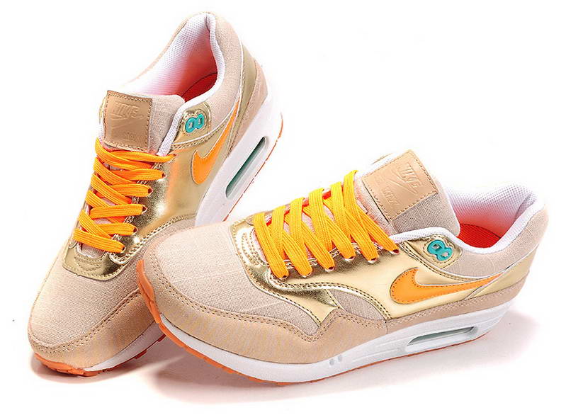 Nike Air Max 1 87 fourrure chaussures des femmes en or blanc (3)